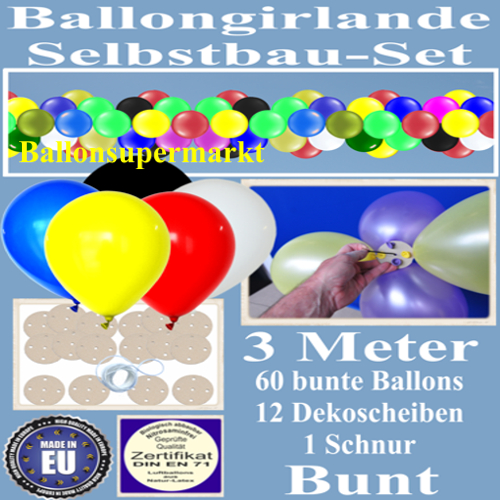 Ballongirlande-aus-bunten-Luftballons-3-Meter-Deko-Set-zum-Selbermachen