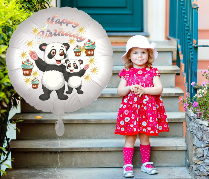 Ballongrüße: Großer Luftballon mit Panda Bären zum Kindergeburtstag