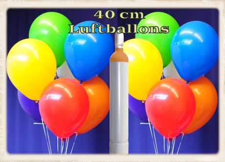 Ballons Helium Maxi Set, 100 große 40 cm Luftballons mit 15 Liter Helium Ballongas