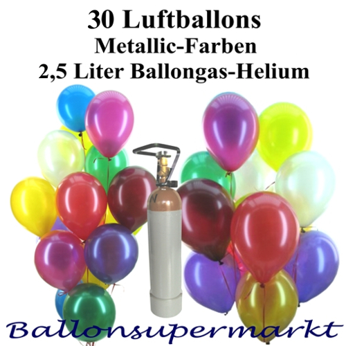 Set-Ballons-Helium-30-Luftballons-Metallicfarben-2.5-Liter-Helium