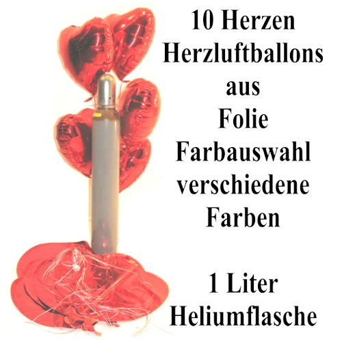 Ballons-Helium-Set-10-Herzluftballons-aus-Folie-Farbauswahl-mit-1-Liter-Helium