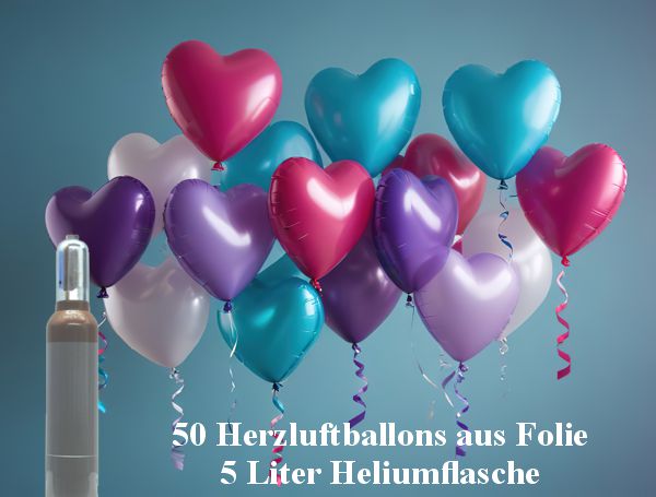 Ballons-Helium-Set-50-Herzluftballons-aus-Folie-Farbauswahl-mit-5-Liter-Helium