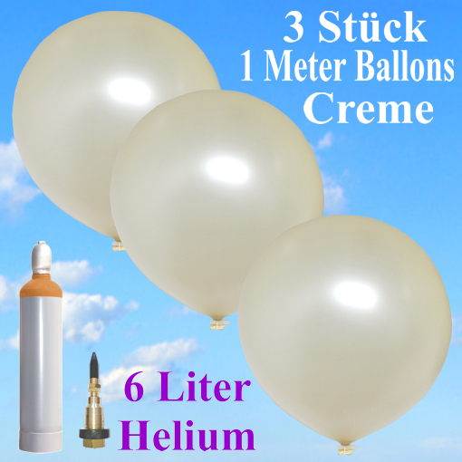 Ballons-Helium-Set-Hochzeit-3-cremefarbene-Riesen-Rundballons-1-Meter-mit-Heliumflasche