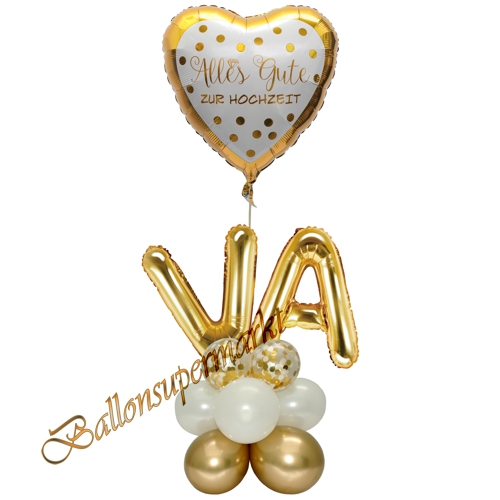 Ballons-und-Dekorations-Set-Alles-Gute-zur-Hochzeit-Gold-Weiss-Initialen-Deko-Tischdeko-Hochzeitsfest-Detailansicht