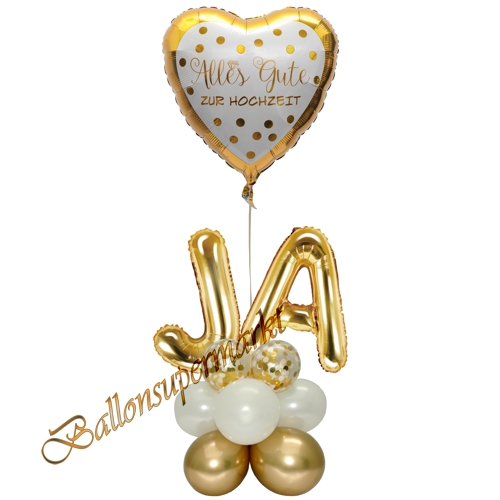 Ballons-und-Dekorations-Set-Alles-Gute-zur-Hochzeit-Gold-Weiss-Ja-Deko-Tischdeko-Hochzeitsfest-Detailansicht