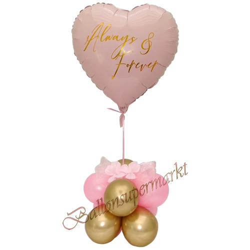 Ballons-und-Dekorations-Set-Always-and-Forever-zur-Hochzeit-rosa-gold-Deko-Tischdeko-Hochzeitsfest-Detailansicht
