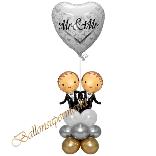 Ballons-und-Dekorations-Set-Brautpaar-Mr-and-Mr-zur-Hochzeit-gold-weiss-silber-Deko-Tischdeko-Hochzeitsfest-Detailansicht