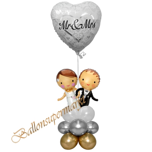 Ballons-und-Dekorations-Set-Brautpaar-Mr-and-Mrs-zur-Hochzeit-gold-weiss-silber-Deko-Tischdeko-Hochzeitsfest-Detailansicht