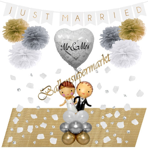 Ballons-und-Dekorations-Set-Brautpaar-Mr-and-Mrs-zur-Hochzeit-gold-weiss-silber-Deko-Tischdeko-Hochzeitsfest