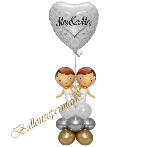 Ballons-und-Dekorations-Set-Brautpaar-Mrs-and-Mrs-zur-Hochzeit-gold-weiss-silber-Deko-Tischdeko-Hochzeitsfest-Detailansicht