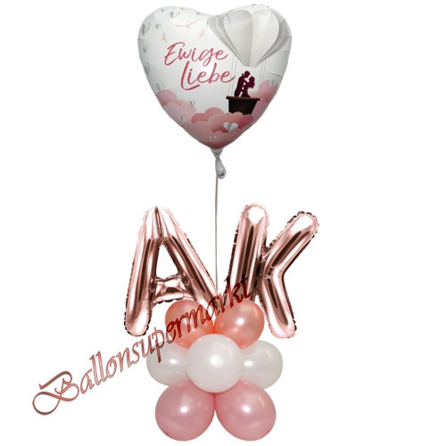 Ballons-und-Dekorations-Set-Ewige-Liebe-Initialen-rosa-rosegold-weiss-Deko-Tischdeko-Hochzeitsfest-Detailansicht