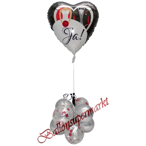 Ballons-und-Dekorations-Set-Ja-Brautpaar-Rot-Silber-Deko-Tischdeko-Hochzeitsfest-Detailansicht