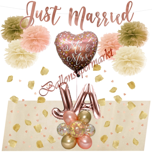 Ballons-und-Dekorations-Set-Mr-and-Mrs-Rosegold-Ja-Gold-Deko-Tischdeko-Hochzeitsfest