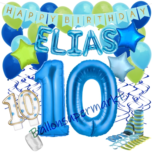 Ballons-und-Dekorations-Set-zum-10.-Geburtstag-Happy-Birthday-Blau-mit-Namen