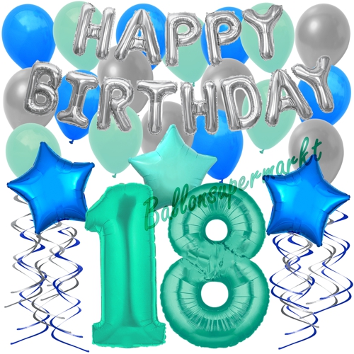 Ballons-und-Dekorations-Set-zum-18.-Geburtstag-Happy-Birthday-Aquamarin