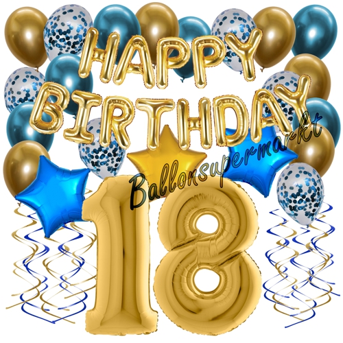 Ballons-und-Dekorations-Set-zum-18.-Geburtstag-Happy-Birthday-Chrome-Blue-and-Gold
