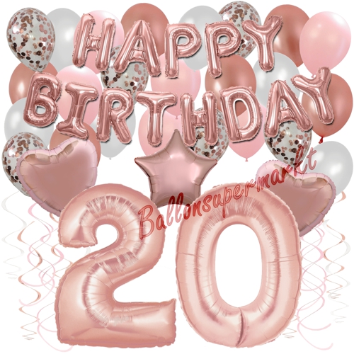 Ballons-und-Dekorations-Set-zum-20.-Geburtstag-Happy-Birthday-Rosegold