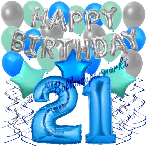 Ballons-und-Dekorations-Set-zum-21.-Geburtstag-Happy-Birthday-Blau