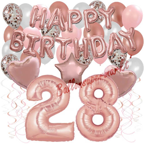Ballons-und-Dekorations-Set-zum-28.-Geburtstag-Happy-Birthday-Rosegold