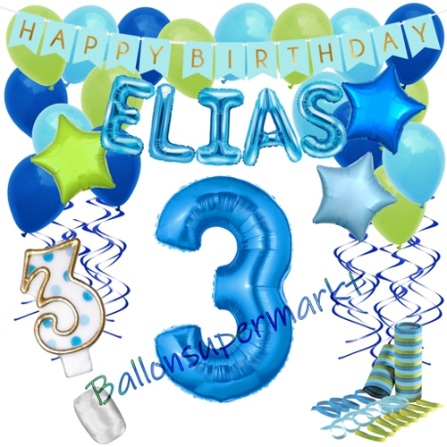 Ballons-und-Dekorations-Set-zum-3.-Geburtstag-Happy-Birthday-Blau-mit-Namen