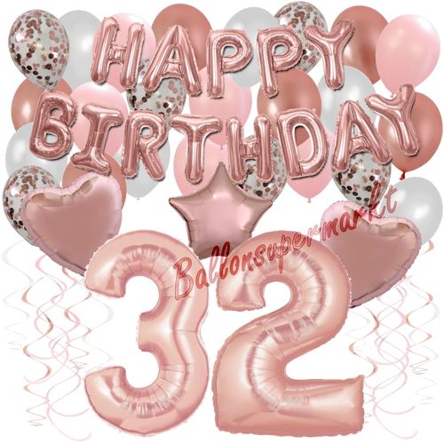 Ballons-und-Dekorations-Set-zum-32.-Geburtstag-Happy-Birthday-Rosegold