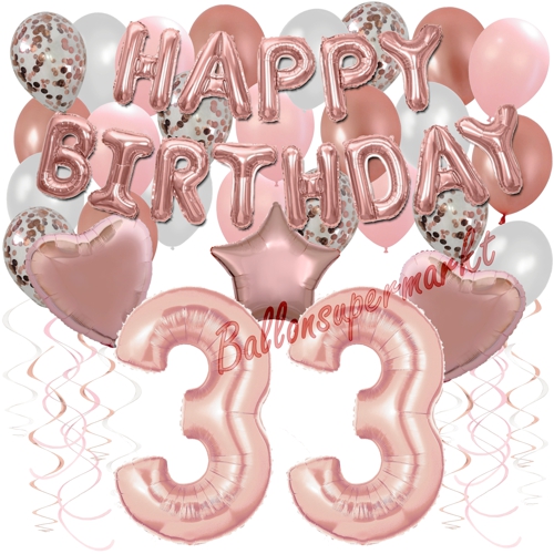 Ballons-und-Dekorations-Set-zum-33.-Geburtstag-Happy-Birthday-Rosegold