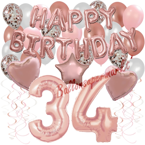 Ballons-und-Dekorations-Set-zum-34.-Geburtstag-Happy-Birthday-Rosegold