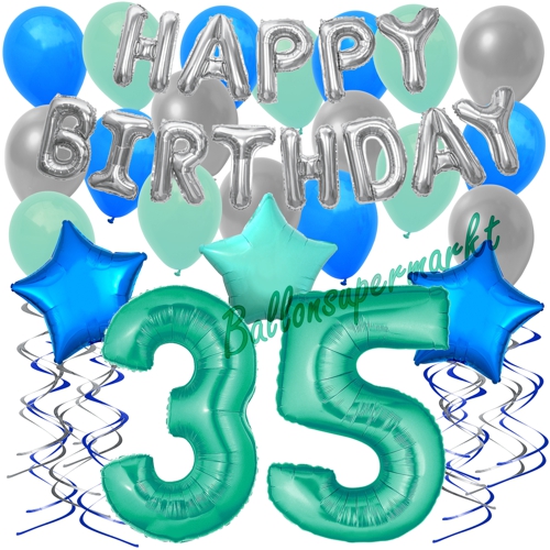 Ballons-und-Dekorations-Set-zum-35.-Geburtstag-Happy-Birthday-Aquamarin