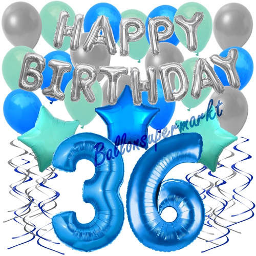 Ballons-und-Dekorations-Set-zum-36.-Geburtstag-Happy-Birthday-Blau