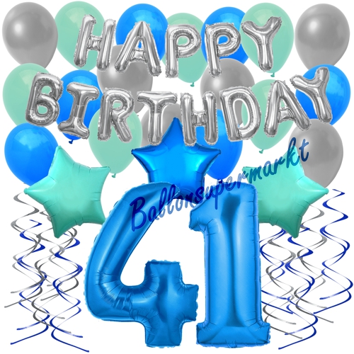 Ballons-und-Dekorations-Set-zum-41.-Geburtstag-Happy-Birthday-Blau