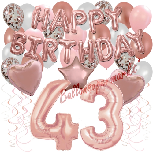 Ballons-und-Dekorations-Set-zum-43.-Geburtstag-Happy-Birthday-Rosegold