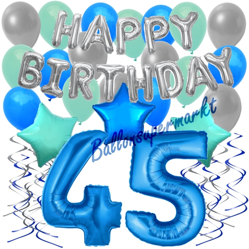 Ballons-und-Dekorations-Set-zum-45.-Geburtstag-Happy-Birthday-Blau