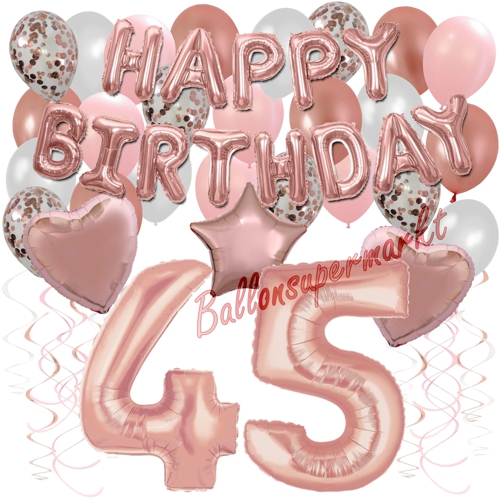 Ballons-und-Dekorations-Set-zum-45.-Geburtstag-Happy-Birthday-Rosegold