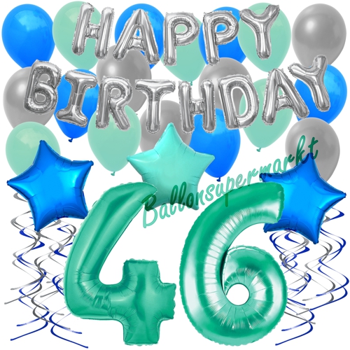 Ballons-und-Dekorations-Set-zum-46.-Geburtstag-Happy-Birthday-Aquamarin