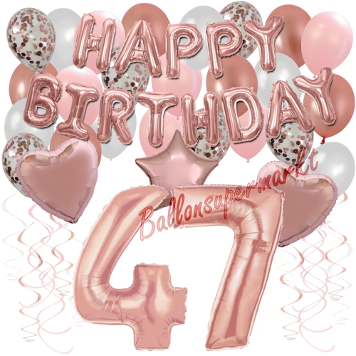 Ballons-und-Dekorations-Set-zum-47.-Geburtstag-Happy-Birthday-Rosegold