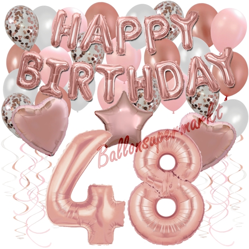 Ballons-und-Dekorations-Set-zum-48.-Geburtstag-Happy-Birthday-Rosegold