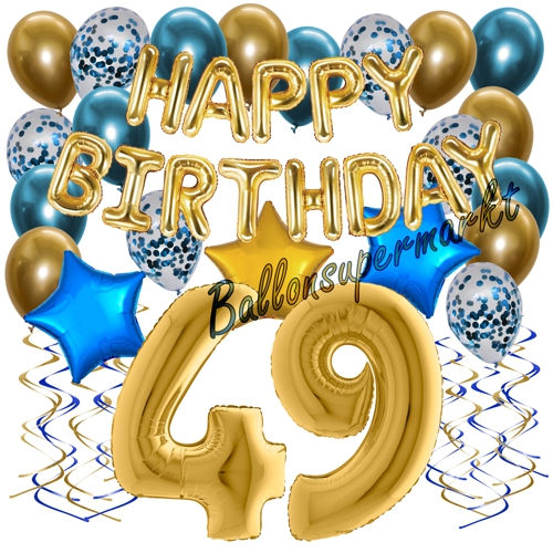 Ballons-und-Dekorations-Set-zum-49.-Geburtstag-Happy-Birthday-Chrome-Blue-and-Gold