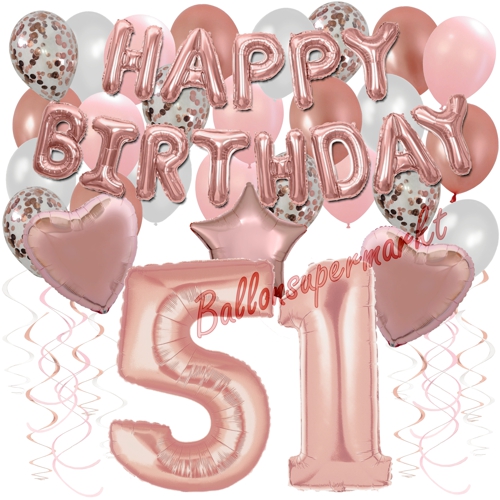 Ballons-und-Dekorations-Set-zum-51.-Geburtstag-Happy-Birthday-Rosegold