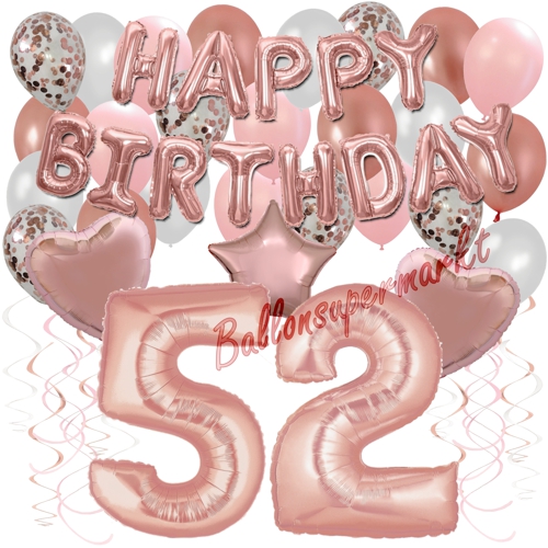 Ballons-und-Dekorations-Set-zum-52.-Geburtstag-Happy-Birthday-Rosegold