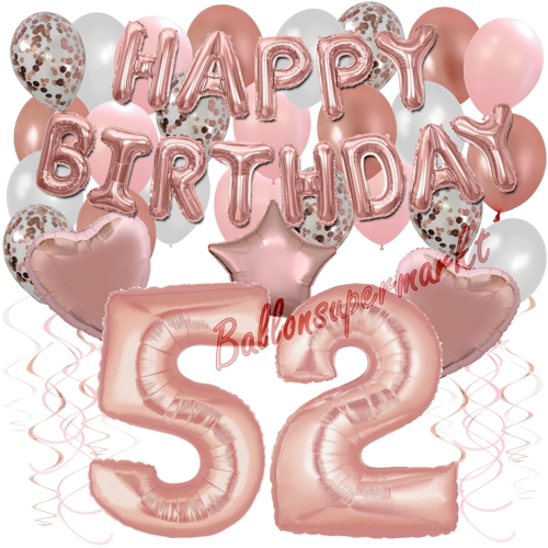 Ballons-und-Dekorations-Set-zum-52.-Geburtstag-Happy-Birthday-Rosegold