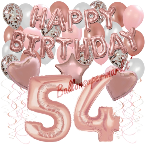 Ballons-und-Dekorations-Set-zum-54.-Geburtstag-Happy-Birthday-Rosegold