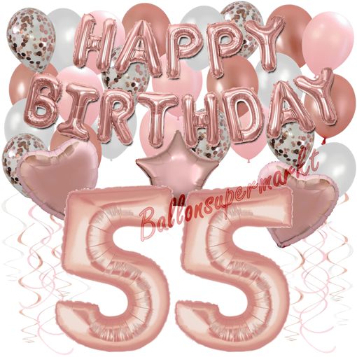 Ballons-und-Dekorations-Set-zum-55.-Geburtstag-Happy-Birthday-Rosegold