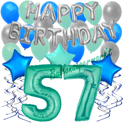 Ballons-und-Dekorations-Set-zum-57.-Geburtstag-Happy-Birthday-Aquamarin