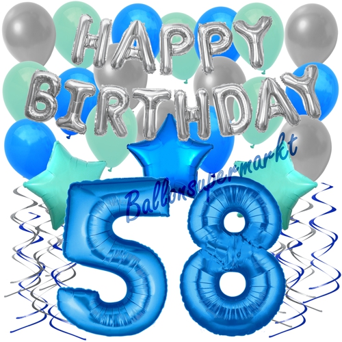 Ballons-und-Dekorations-Set-zum-58.-Geburtstag-Happy-Birthday-Blau
