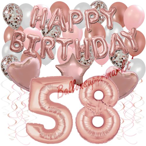 Ballons-und-Dekorations-Set-zum-58.-Geburtstag-Happy-Birthday-Rosegold