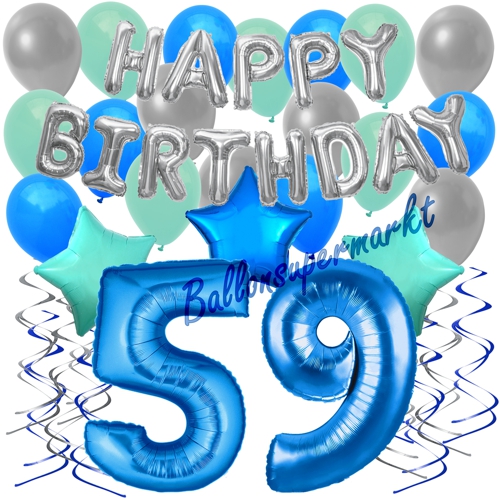 Ballons-und-Dekorations-Set-zum-59.-Geburtstag-Happy-Birthday-Blau