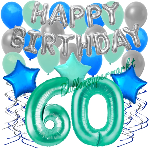 Ballons-und-Dekorations-Set-zum-60.-Geburtstag-Happy-Birthday-Aquamarin