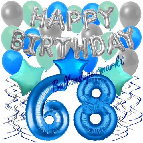 Ballons-und-Dekorations-Set-zum-68.-Geburtstag-Happy-Birthday-Blau