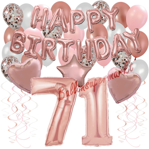 Ballons-und-Dekorations-Set-zum-71.-Geburtstag-Happy-Birthday-Rosegold