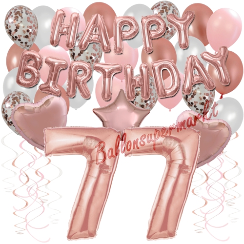Ballons-und-Dekorations-Set-zum-77.-Geburtstag-Happy-Birthday-Rosegold